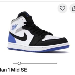 Nike Air Jordan 1 Mid SE in White/Hyper Royal GOAT Certified